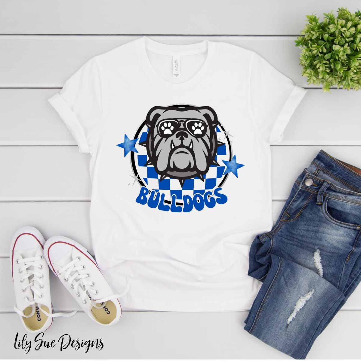 Bulldog Checkered Adult Tee