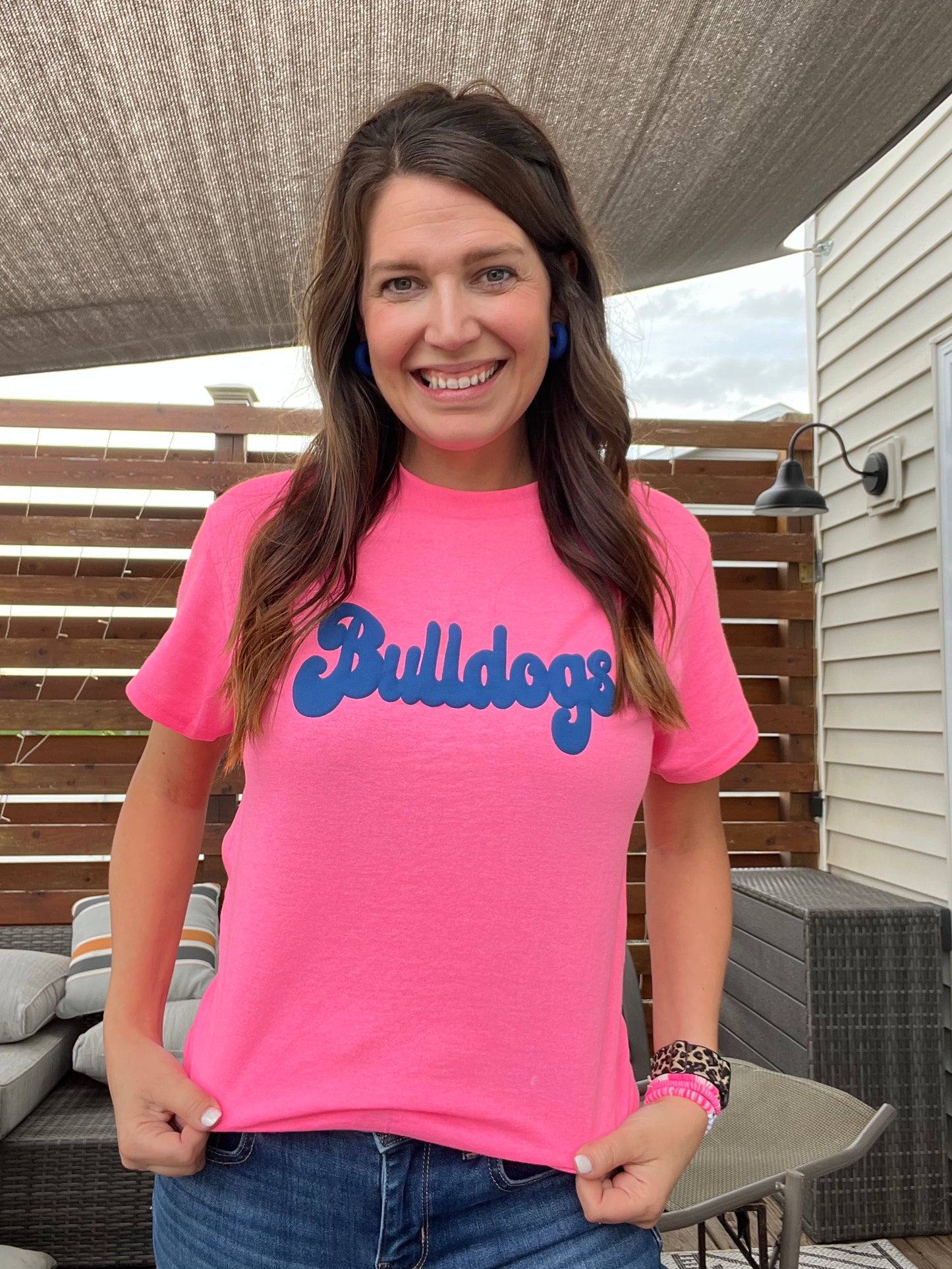 Pink Adult Bulldog Puff Tee