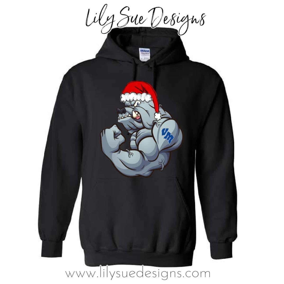Adult Santa Bulldog Christmas Hoodie