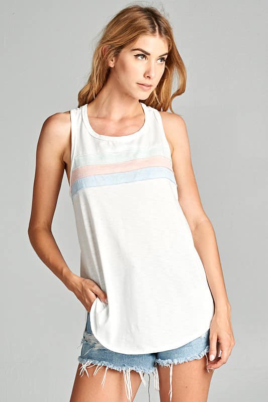 White Tank with Stripes