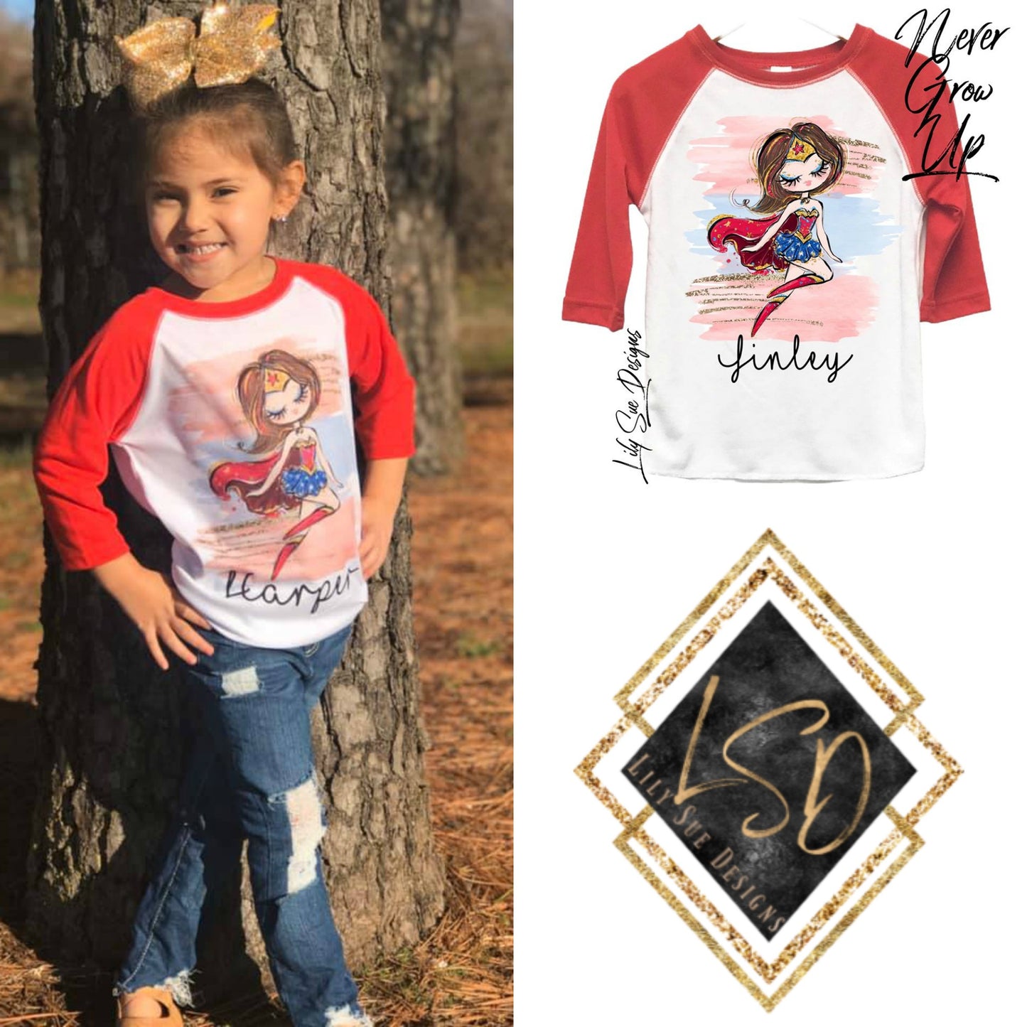 Superheroes Girls Raglan