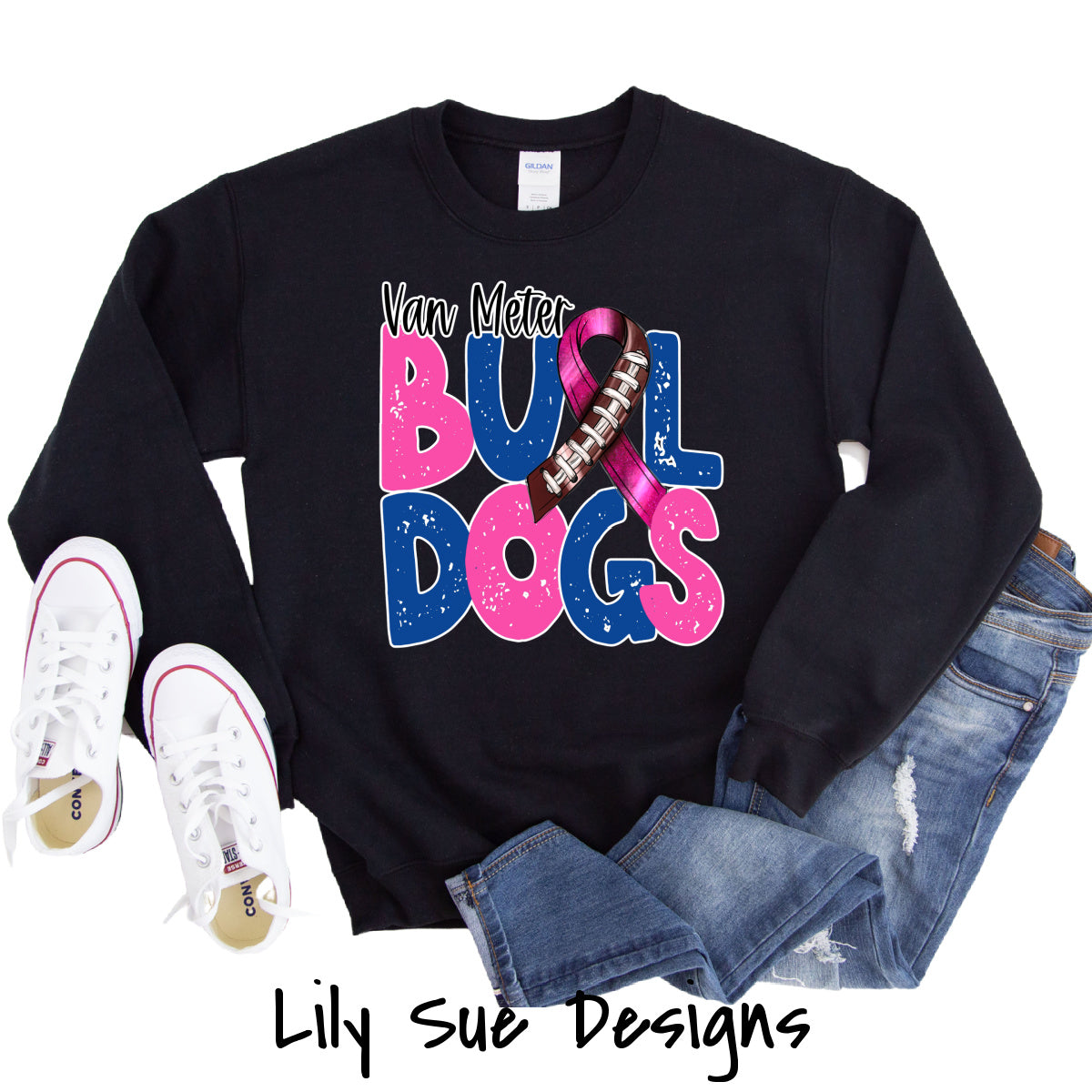 Pink out Football Ribbon Adult Sweatshirt