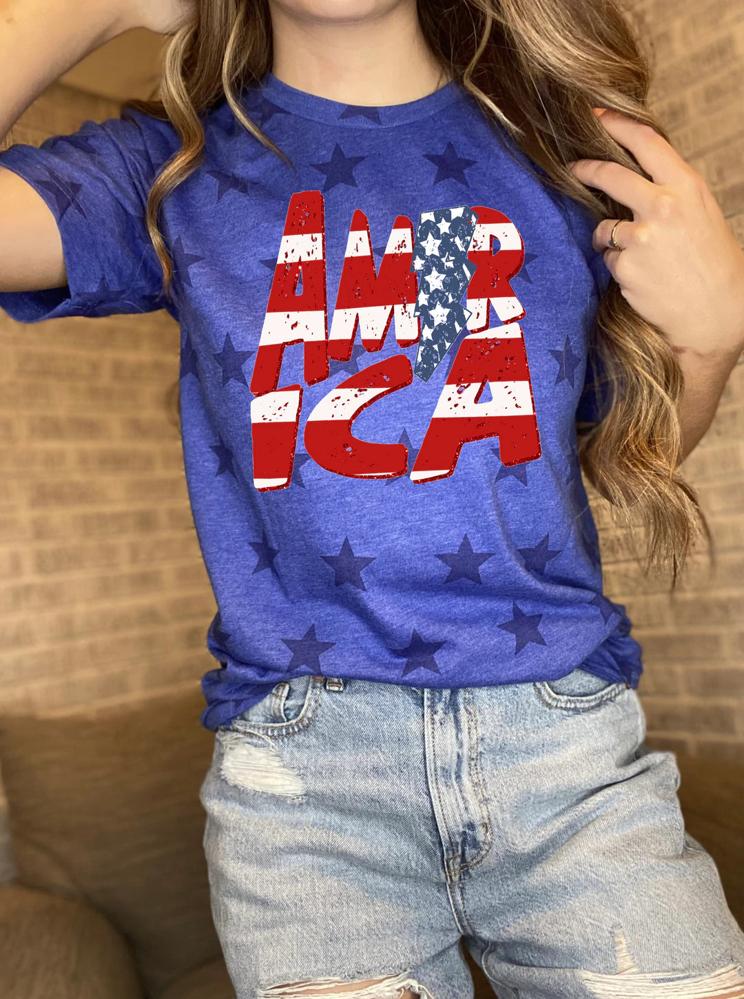 Stars America lightning bolt Adult Tee