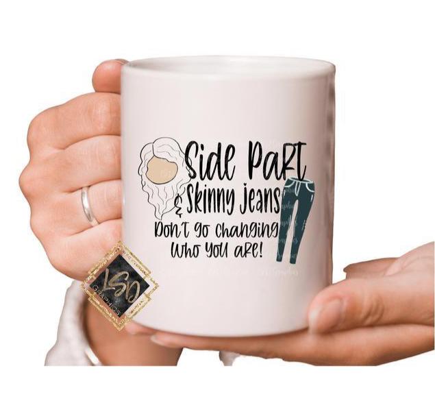Skinny jeans and side part Mug