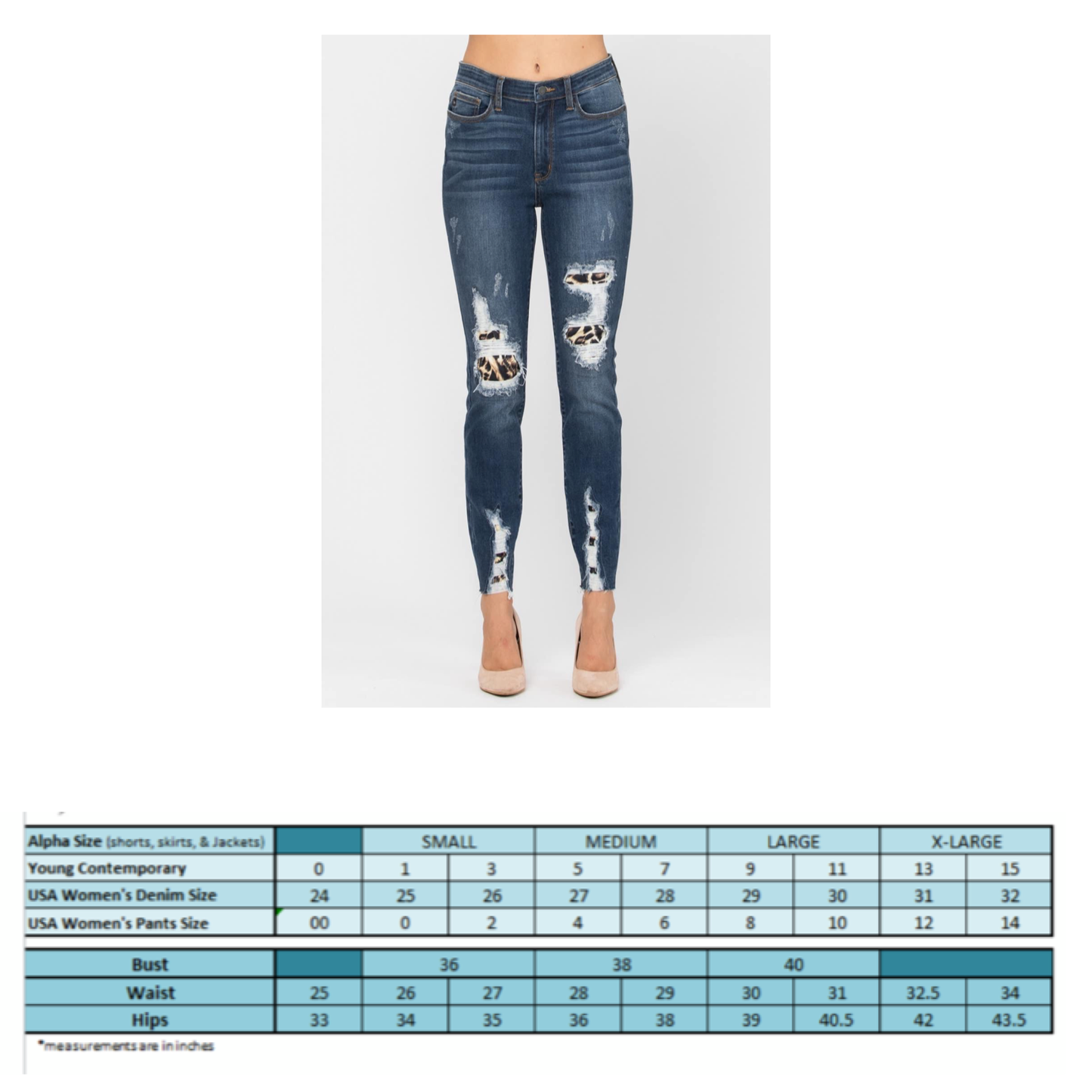Distress jeans with Leopard Patch