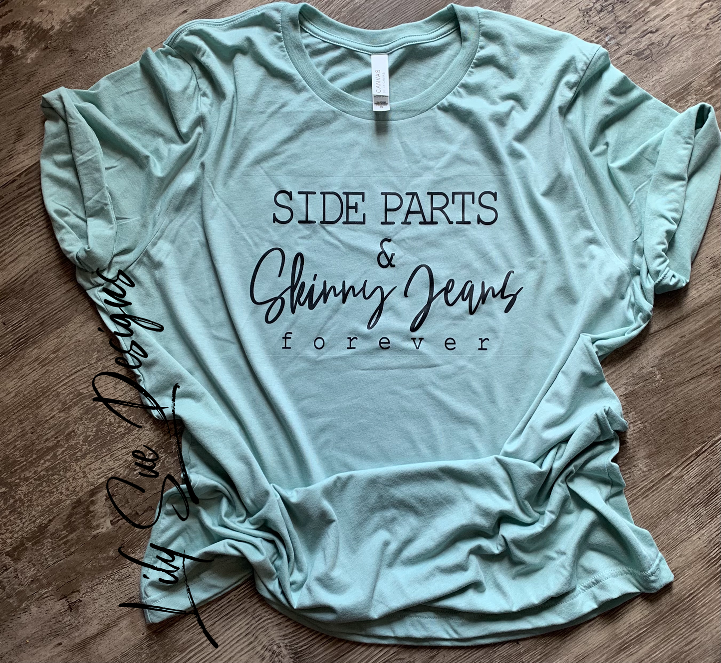 Side Parts and Skinny Jeans