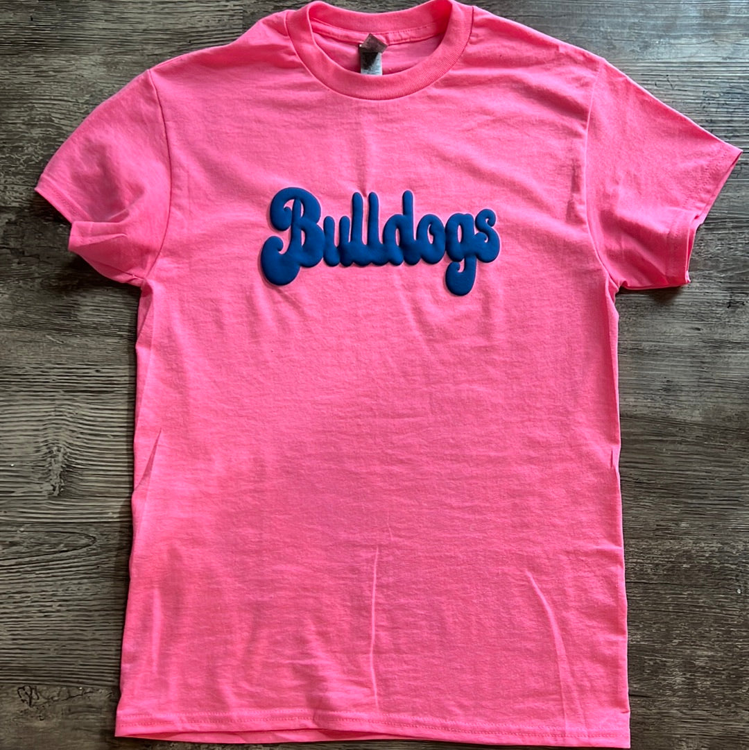 Pink Kids Bulldog Puff Tee