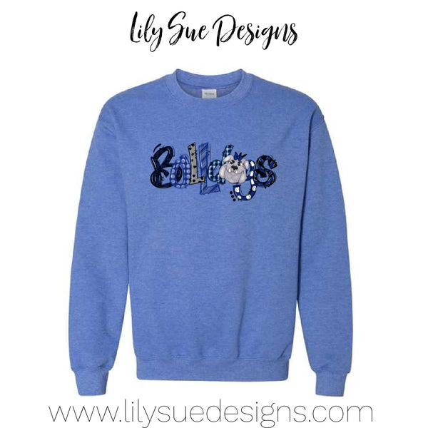 Bulldog Paw Print Blue Sweatshirt