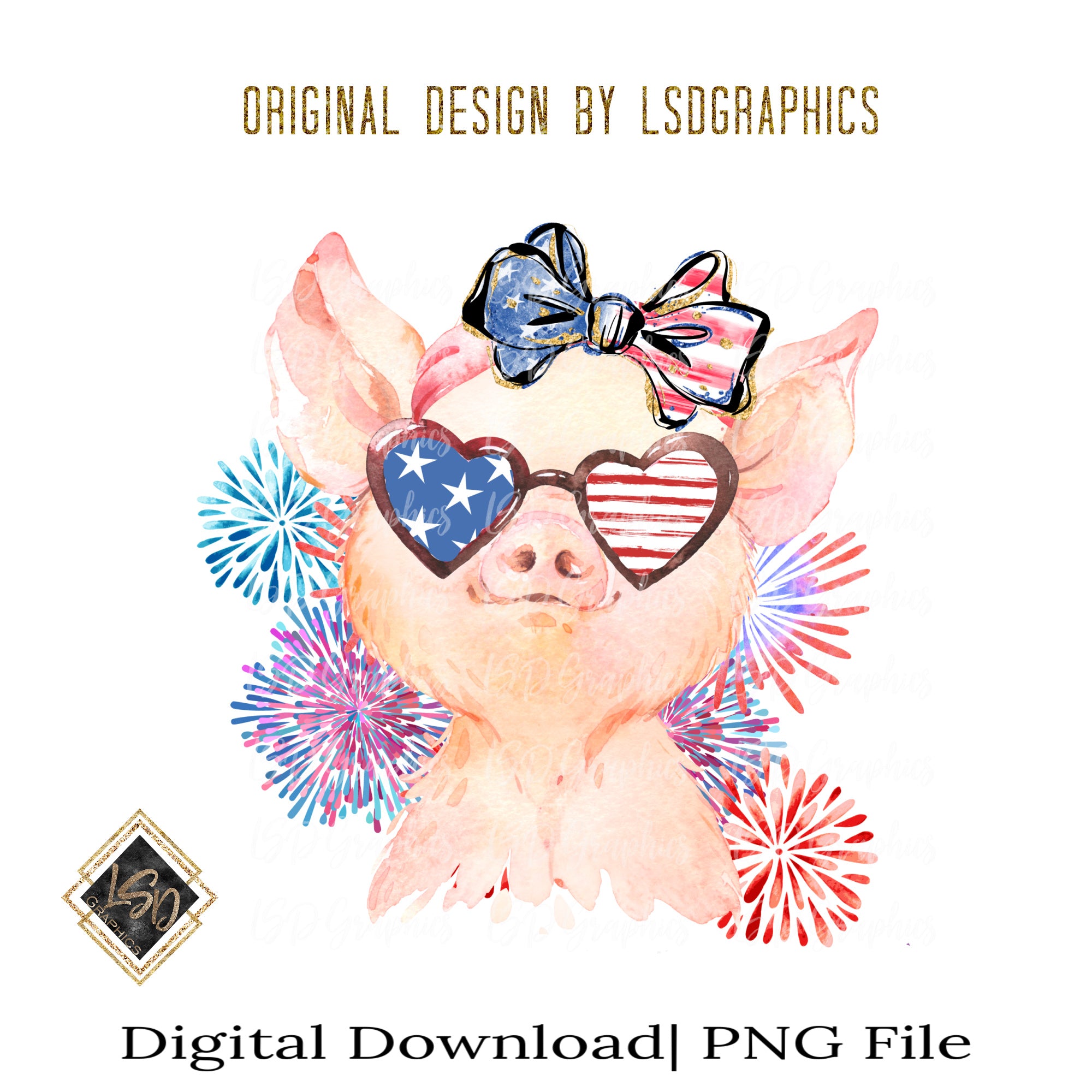 4th of July Piggy PNG File