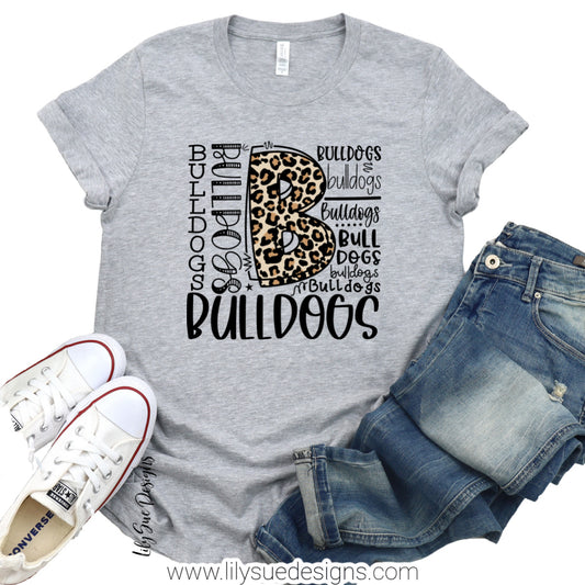 Bulldog Typography Adult Tshirt