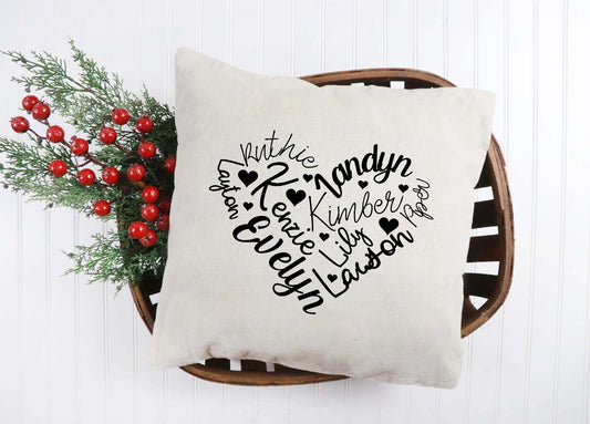 Name Heart Throw Pillow Cover