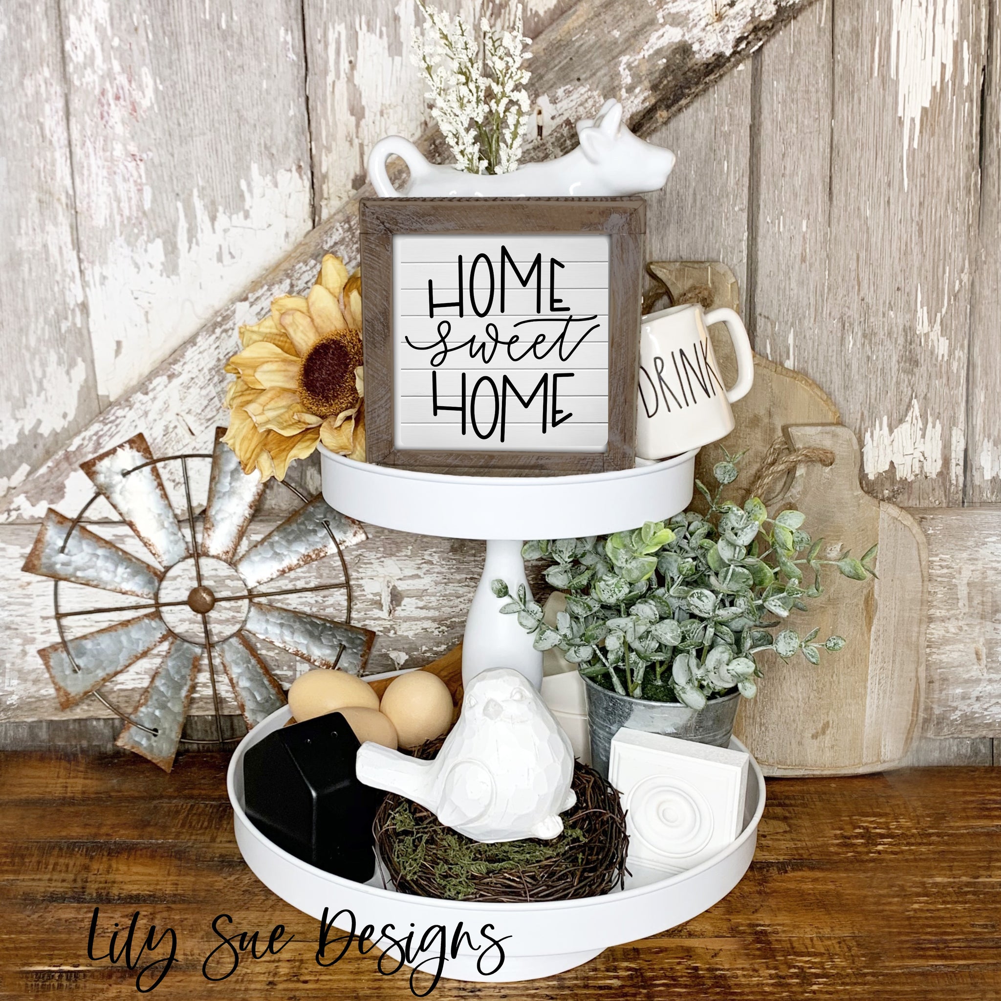 Home sweet home Tiered Tray Sign Square