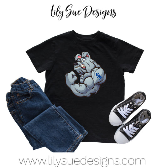 Built tough Bulldog Kid black Tshirt