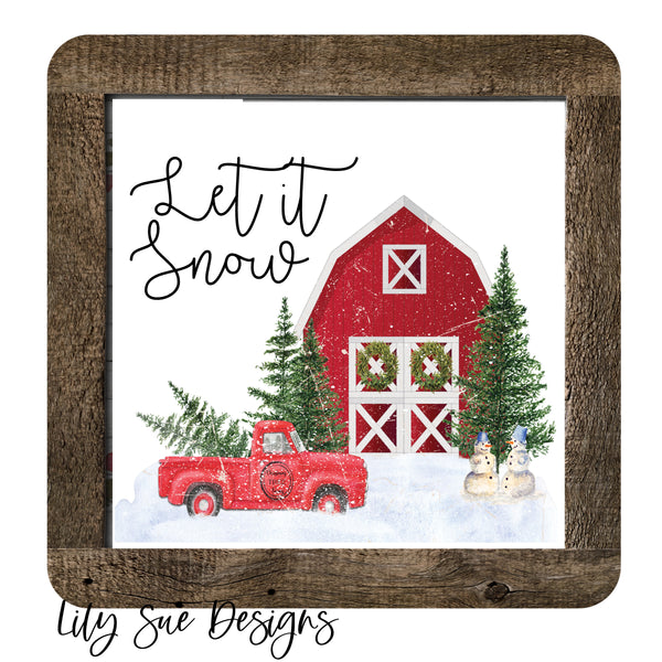 Let it snow Tiered Tray Sign Square