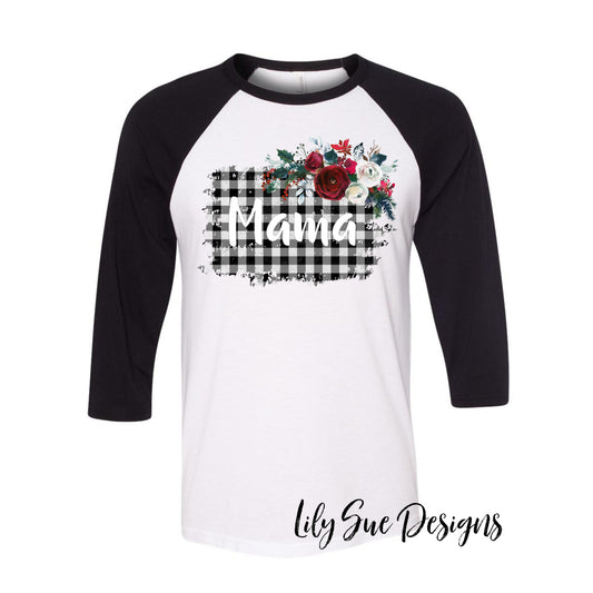 Buffalo Plaid Christmas Adult Raglan