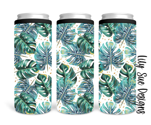 Palm Leaves Skinny Can Cooler