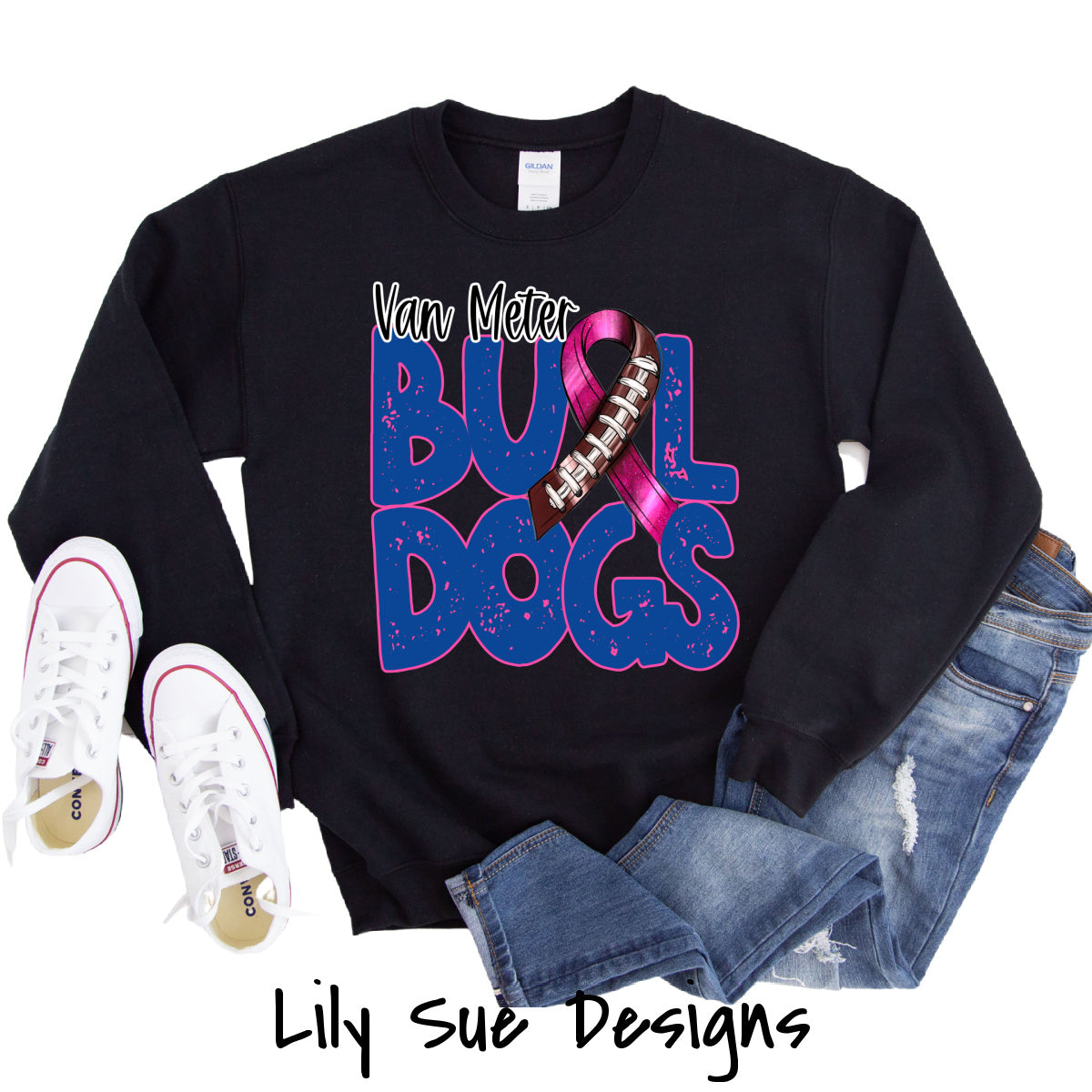 Pink out Football Ribbon Adult Sweatshirt