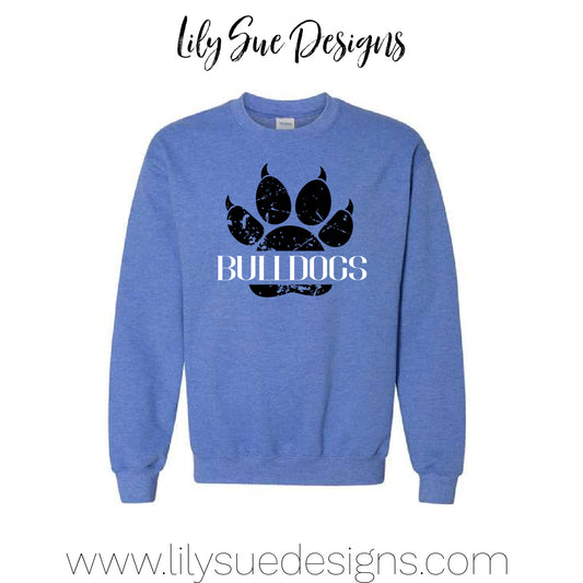 Bulldog Paw Print Blue Sweatshirt